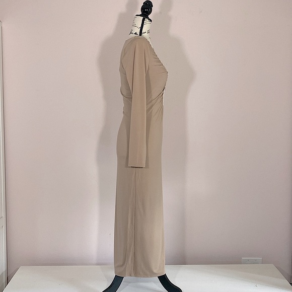 Abercrombie & Fitch Key Hole MIDI Bodycon Dress Tan S - Picture 4 of 9